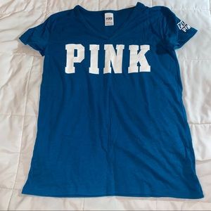 VS PINK Blue V-Neck Tee SZ S